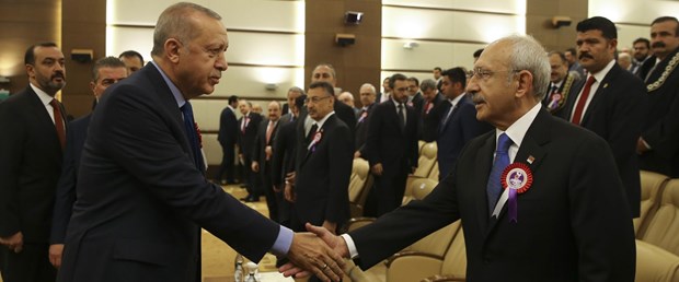 Cumhurbaşkanı Erdoğan ile CHP lideri Kılıçdaroğlu, AYM töreninde buluştu