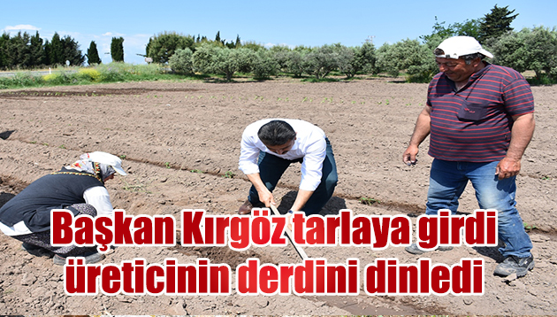 Dikili Belediye Başkanı Adil Kırgöz, çat kapı ziyaretleri kapsamında tarlada üreticiyle bir araya geldi.