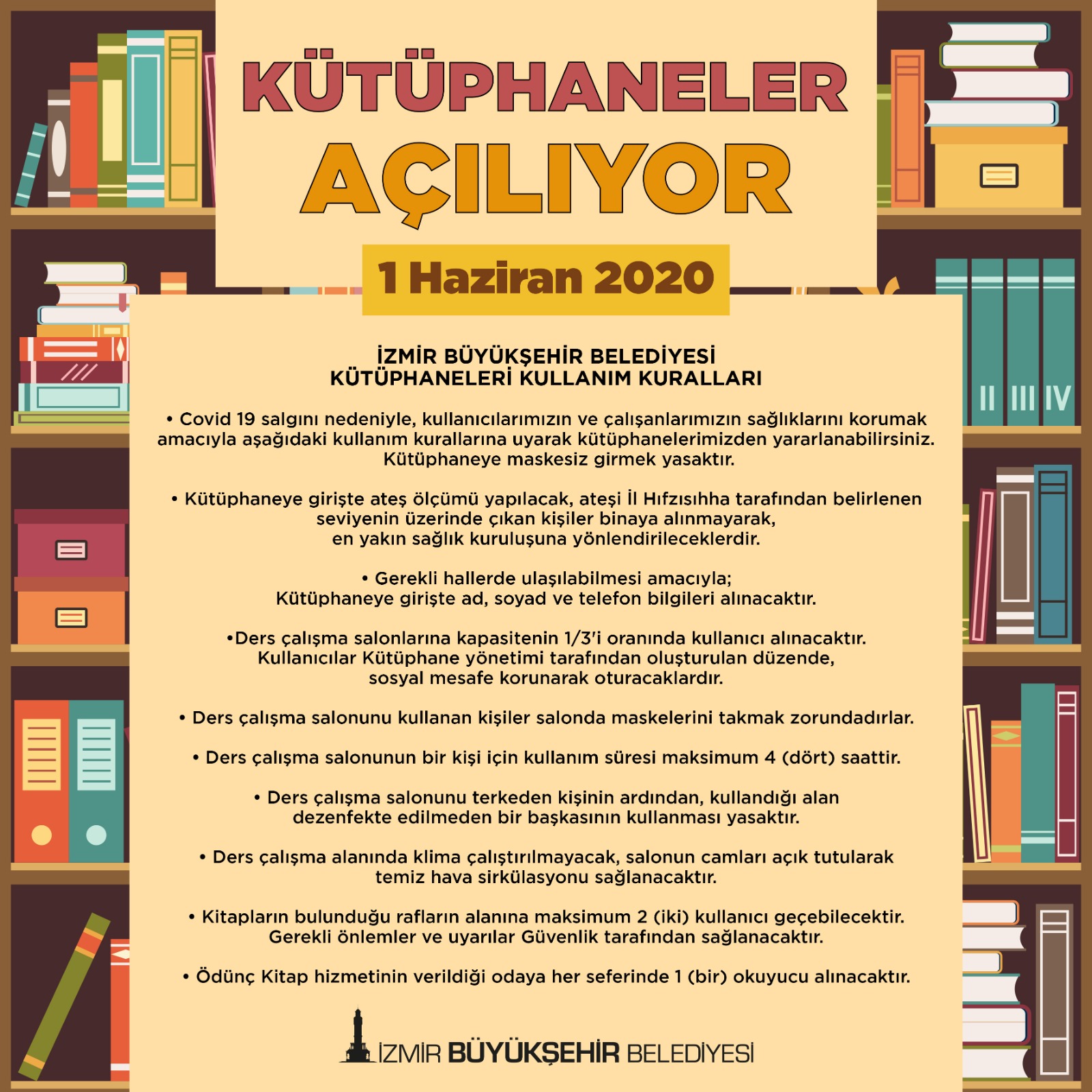 Kütüphaneler de 1 Haziran’da açılıyor