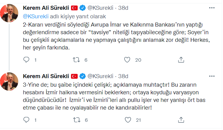 AK Partili Sürekli'den Başkan Soyer'e Metro Tepkisi