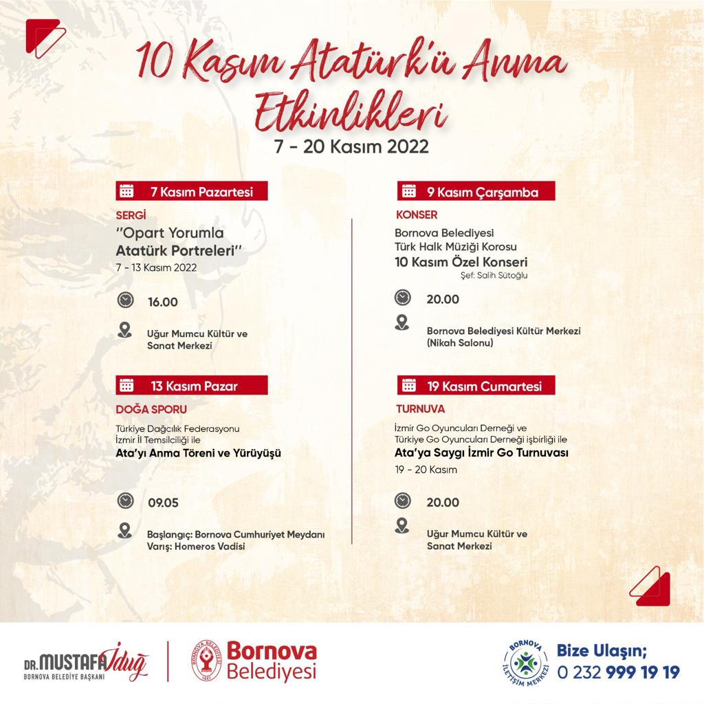 Bornova'da 10 Kasım sanat ve tarih etkinlikleriyle anılacak