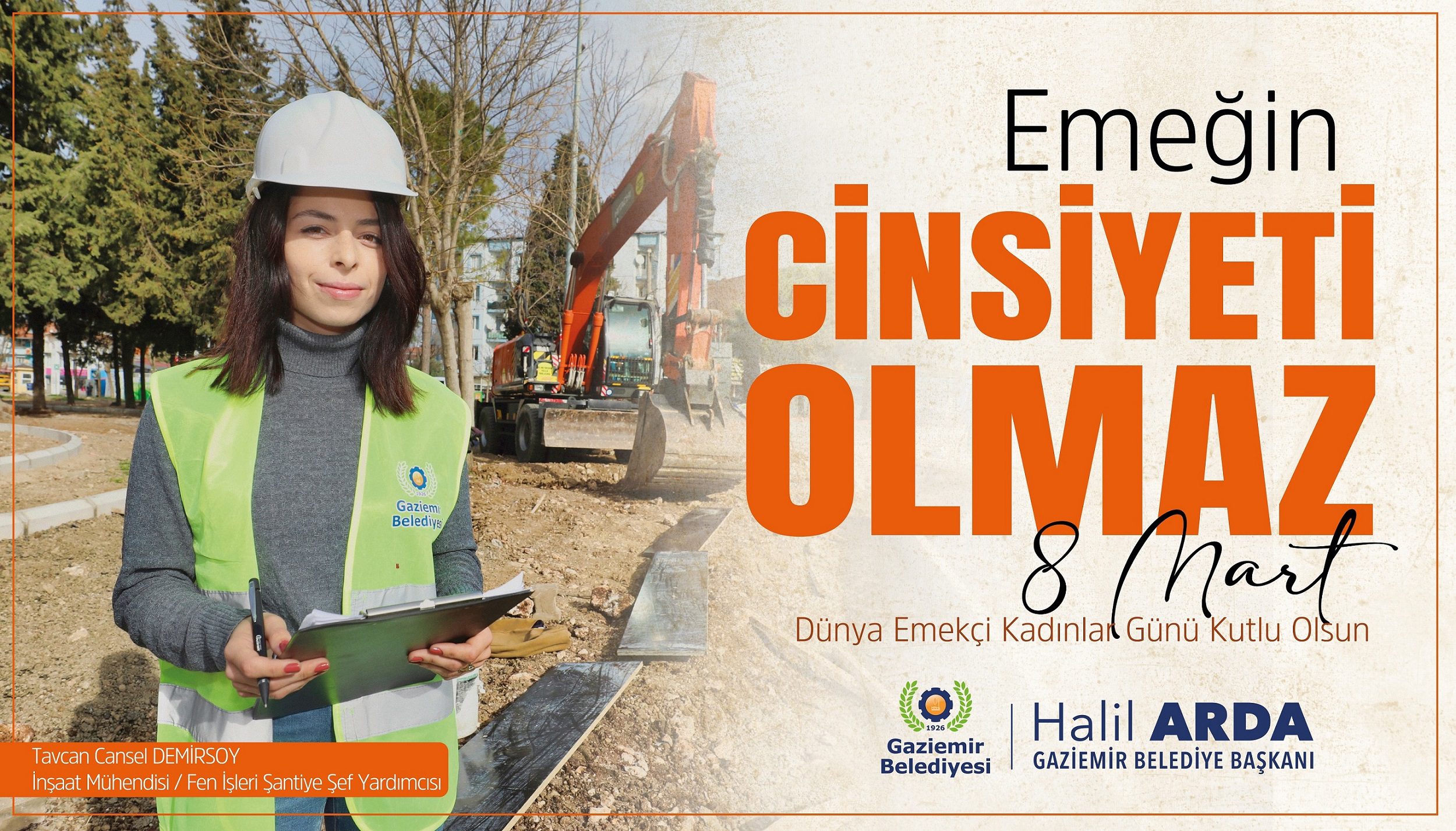 8 Mart Gaziemir Belediyesi’nin 8 Mart Dünya Emekçi Kadınlar Günü için hazırladığı ve belediyenin kadın çalışanlarının fotoğraflarına yer verilen görsel çalışmayla, kadınların her mesleği yapacağına dikkat çekildi.