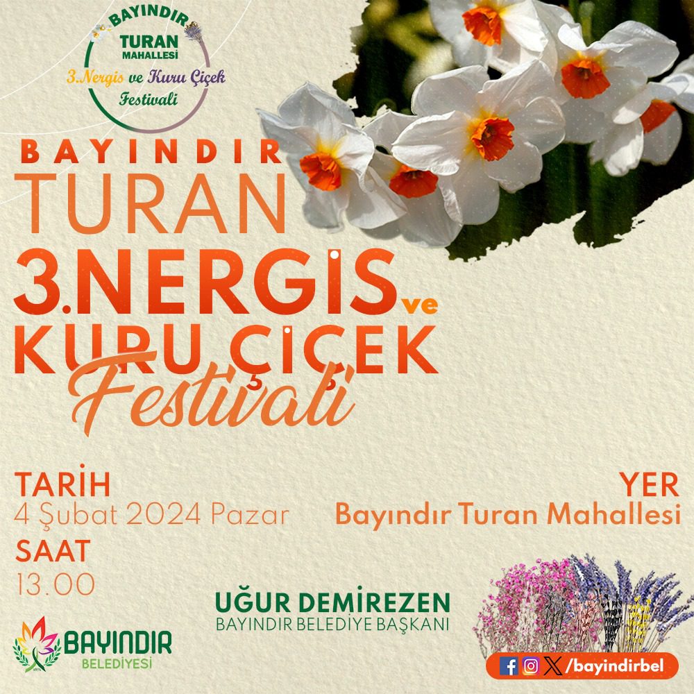 Bayındır-Turan Mahallesi Nergis ve Kuru Çiçek Festivali 3. Yılında